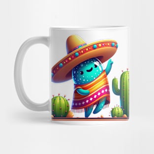 Cute Dabbing Mexican Poncho Sombrero Cinco de Mayo With Dancing Cacti Mug